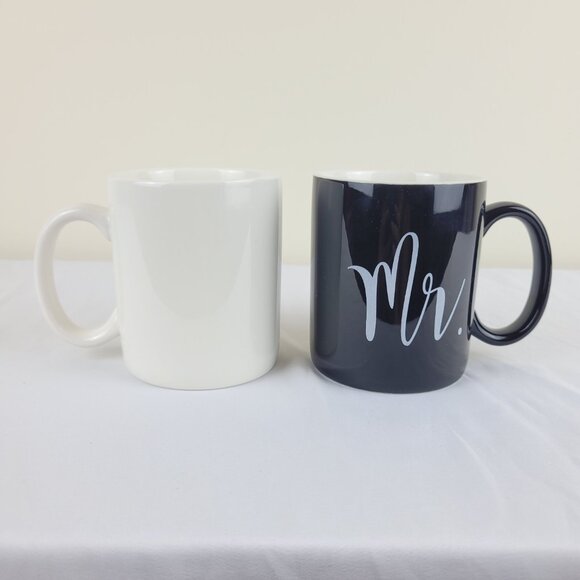 Mr &Mrs mug set Wedding Marriage Gift coffee Cup Black White Bridal His Hers 90s - Picture 6 of 16